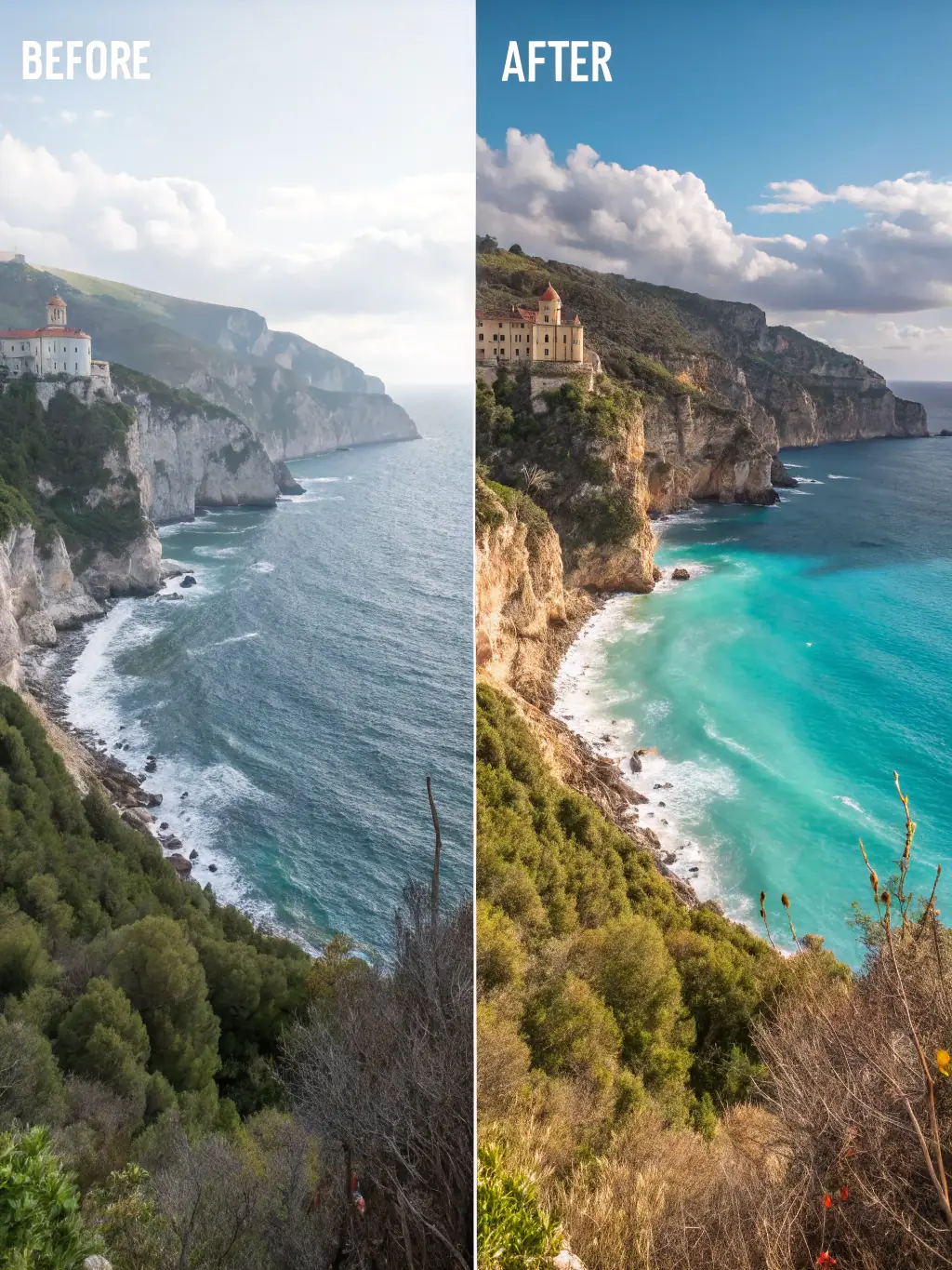A compilation of before-and-after shots demonstrating the AI Photo Editing capabilities of 51chigua.com, showcasing enhanced image quality and artistic effects.